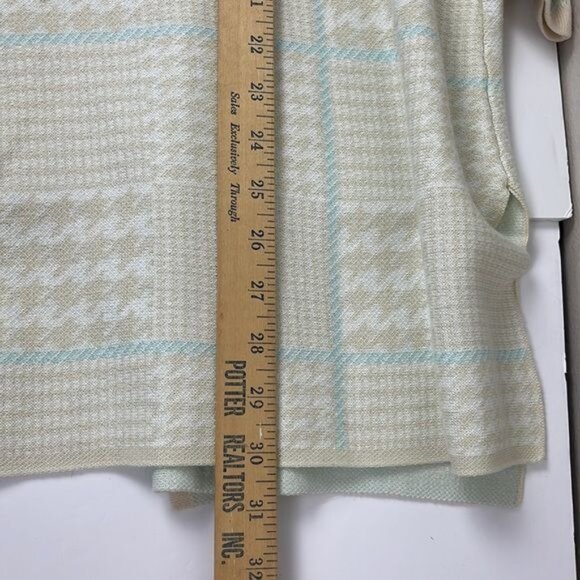 Anne Klein sz Small Ivory Blue Houndstooth Plaid Open Cardigan NWT coastal - Picture 5 of 11